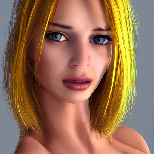 chica rubia, linda, sensual, 3D