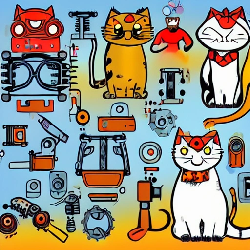 cat,mechanical, Cartoon