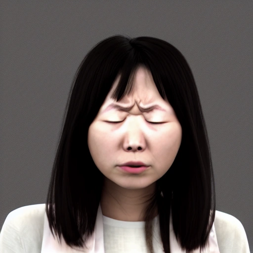 A chinese girl is crying, 3D