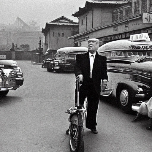 Trump in 1950s Shanghai city . 