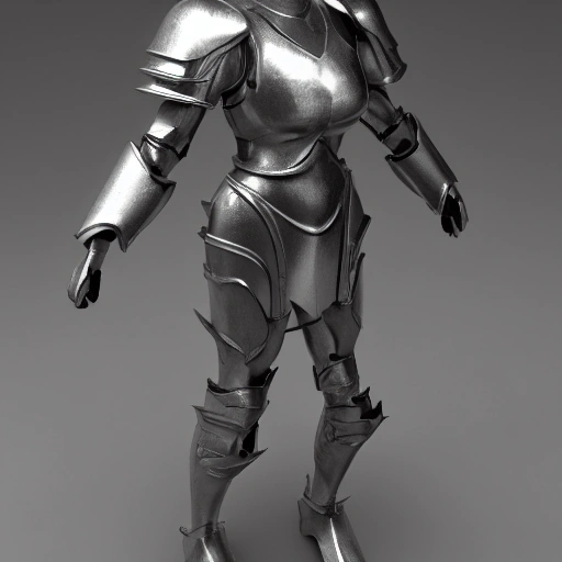 A beautiful girl wearing armor, full body photo, full head, beautiful face, blue eyes, double butt, big chest, long legs, muscle and flesh, fragmented armor, silver chain armor, style by William Adolphe Bouguereau, 8k, octane render --ar 1:3 --test --creative, 3D