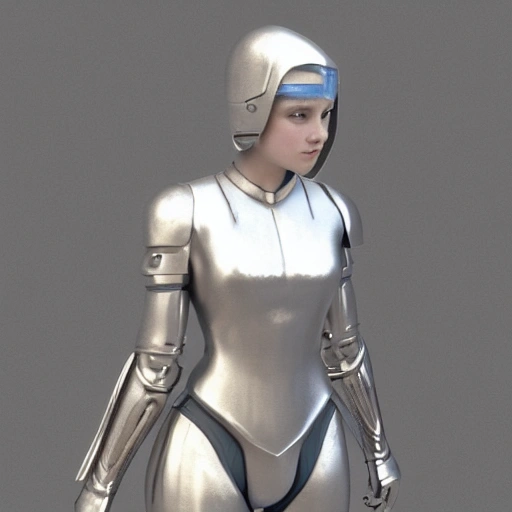 A beautiful girl wearing armor, a beautiful girl with a complete avatar, full body, frontal photo, beautiful face, blue eyes, double -eyed, big chest, long legs, long legs, muscles, fragmented armor, silver locks Firststyle by William Adolphe Bouguereau, 8k, octane render --ar 1:3 --test --creative, 3D