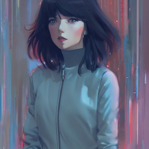 elegant girl in urban outfit, cute fine face, rounded eyes, digital painting, fan art, pixiv, by Ilya Kuvshinov, katsuhiro otomo ghost-in-the-shell, magali villeneuve, artgerm, Jeremy Lipkin and Michael Garmash and Rob Rey