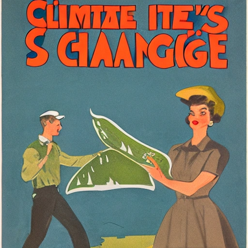 climate change , 50's illustration style
