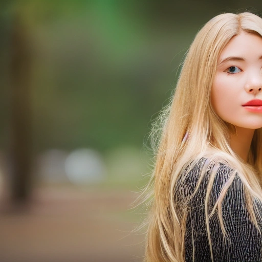 Blonde woman, photography, depth of field f2.8 3.5, 15mm lens, 8k, ultra-realistic --v 4 --q 4 --v 6 --s 950 --upligh