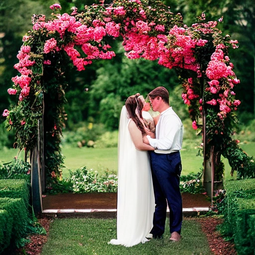 A lush, moonlit garden setting, Julia and Lukas intimately entwined beneath a blooming rose arbor, their expressions tender and loving; intricate lace of moonlight dappling their faces and bodies, casting intricate shadows on the ground; Julia's delicate fingers tracing Lukas' strong jawline, illustrating their deep connection and contrasting features; a mysterious, swirling mist enveloping the scene, alluding to the secret nature of their relationship; a pair of leather cuffs and a silk blindfold artfully draped on a nearby stone bench, a subtle nod to the poem's exploration of dominance and submission; the distant silhouette of a lighthouse, a beacon of hope amidst a turbulent, inky sea, symbolizing their unwavering bond; the album title elegantly scripted across the top of the image, intertwining with the rose vines, a visual representation of their love story; rich, vibrant colors, expertly blended, with enhanced saturation and contrast bringing the garden to life; a myriad of intricate details, such as dewdrops on petals and the delicate veining on leaves, showcasing the complexity and depth of their love; a soft focus enveloping the scene, adding a dreamy, ethereal quality that captures the essence of Julia and Lukas' passionate bond.


