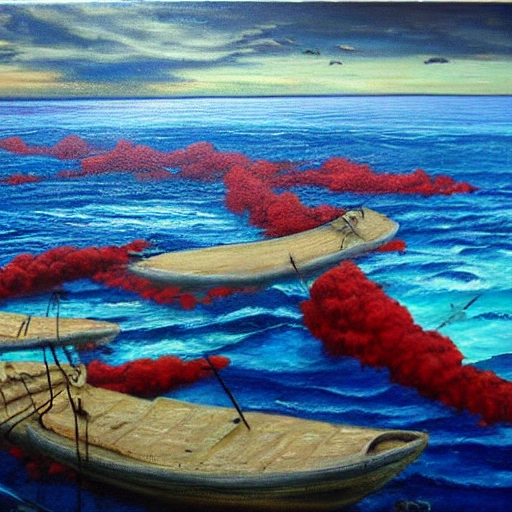 , Oil Painting death industry red sea