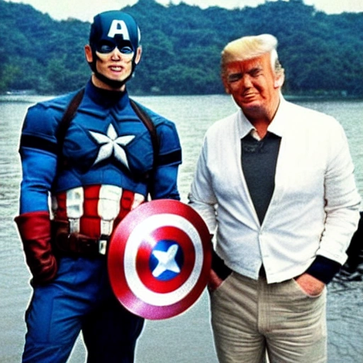 In 1985, Captain America took a photo with Trump on the West Lake Broken Bridge in Hangzhou, China