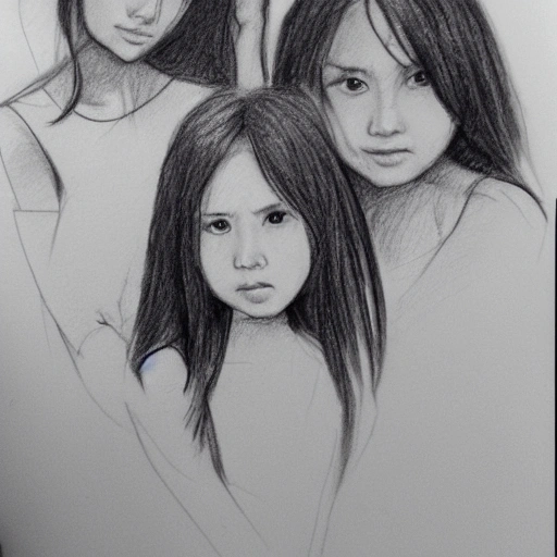 girls, Pencil Sketch