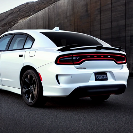 gere um carro da marca dodge modelo charger rt na cor preta rebaixado em um lugar com neve 