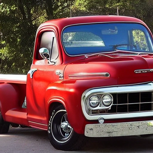 gere uma pick up dodge antiga na cor black com alguma pin ups em volta dela em um dia de sol 