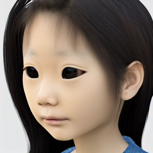 asia girl,open eyes, 3D