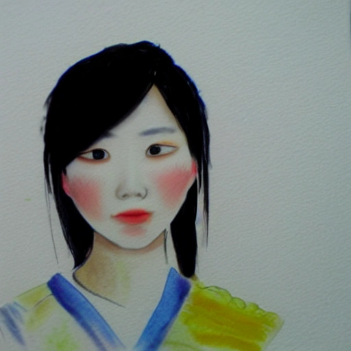 chinese girl,open eyes, 3D, Water Color