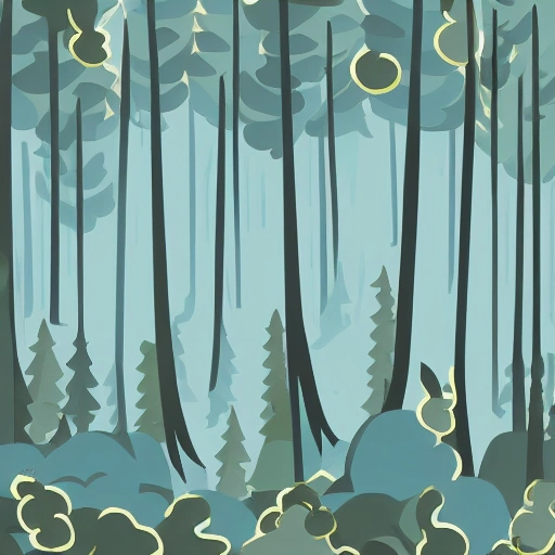 wild fire in a forest, smoke in the sky, illustration style
