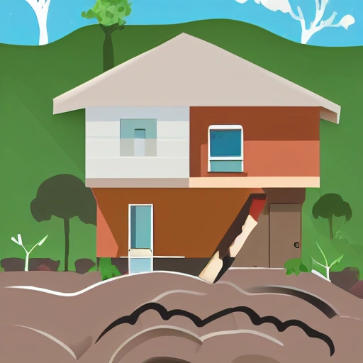 land slides, house falling down, illustration style

