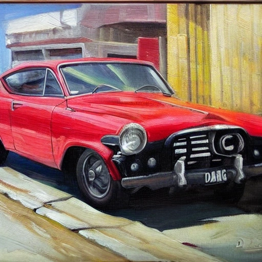 crie um carro da marca dodge bem antigo , Oil Painting