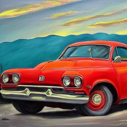 crie um carro da marca dodge bem antigo , Oil Painting