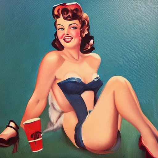 pin up decada de 60 nos EUA 
, Oil Painting