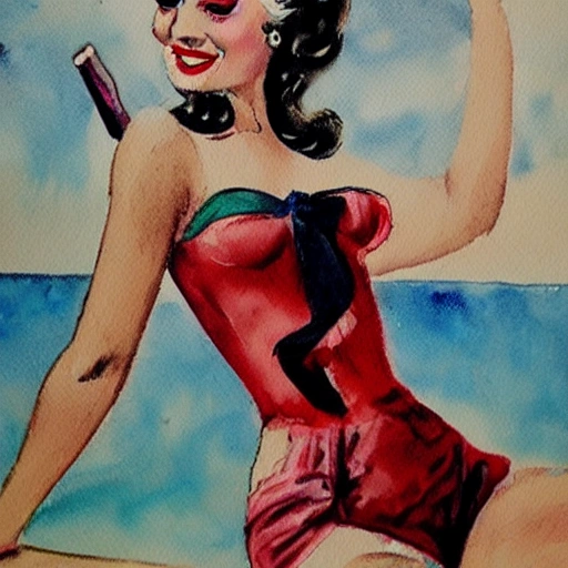 pin up decada de 60 nos EUA 
, Water Color