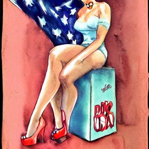 pin up decada de 60 nos EUA 
, Water Color