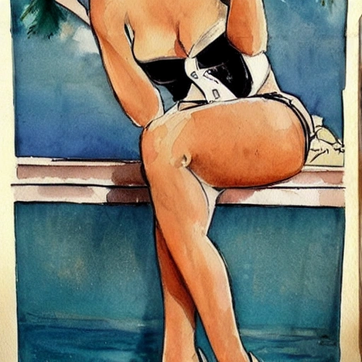 pin up decada de 60 nos EUA 
, Water Color