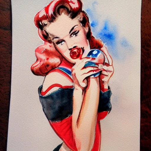 pin up decada de 60 nos EUA 
, Water Color