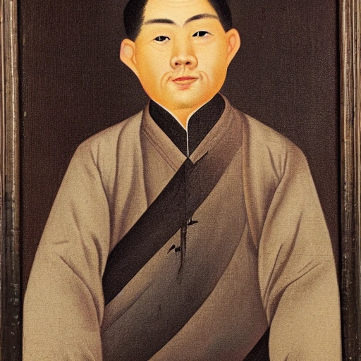 Middle-aged Chinese young man, Oil Painting