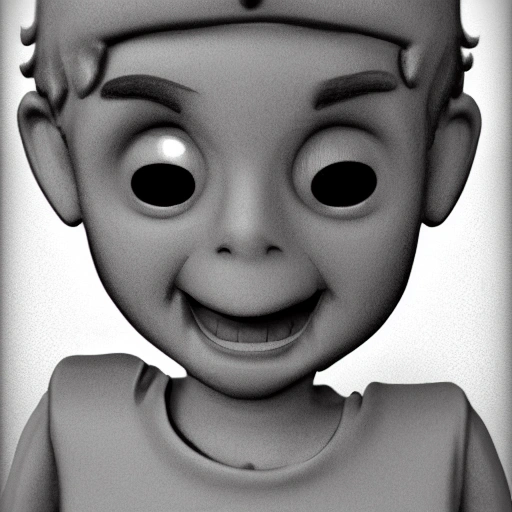 Cartoon boy, 3D, Pencil Sketch