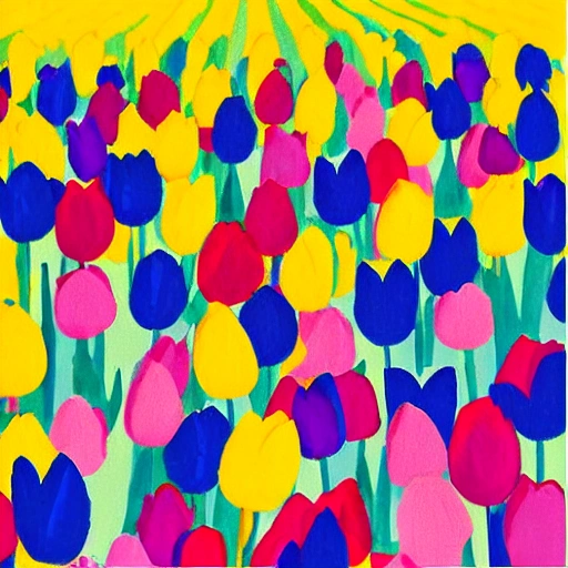 Mary Blair style tulip field