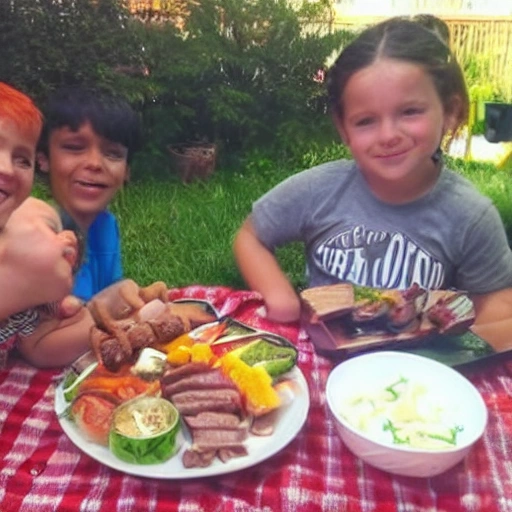 smart children who is BBQ, smile on their face