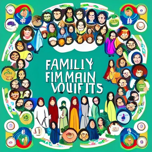 Focus on family and community: Finally, you could create a poster that emphasizes the importance of women in maintaining family and community values. Pakistani culture places a strong emphasis on family and community ties, and women are often at the center of these relationships. You could create an image or use a photograph of a family or community gathering with women as the central figures., Cartoon, Trippy