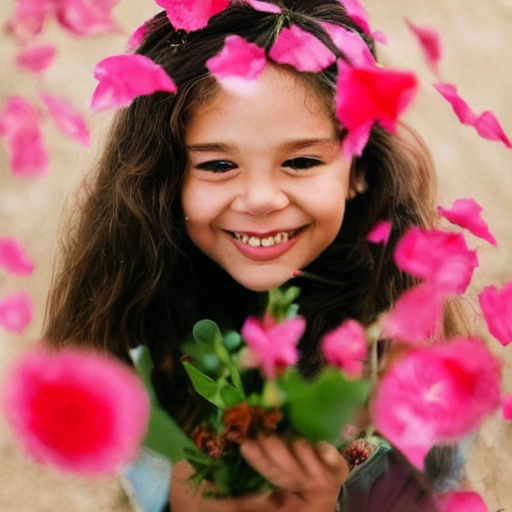 The boy with the petals in her hair, smile