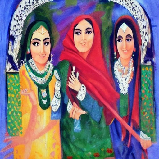 a poster on the representation of women preserving the culture of Pakistan, Oil Painting, Cartoon