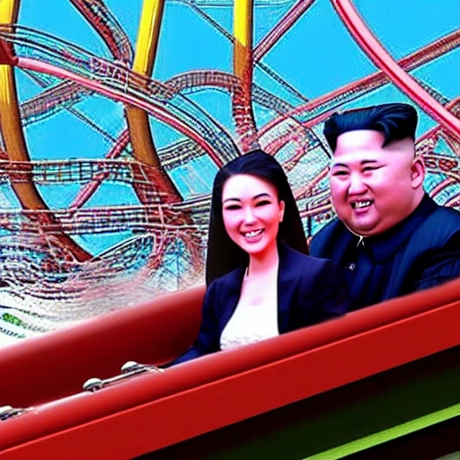 Kim Jong-un rides a roller coaster, with a vision,, 3D