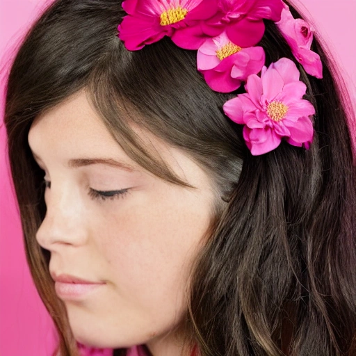 The usa girl with the petals in her hair