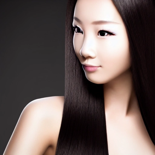 china women, hair smoothening, beautiful hair, black shadow background beautiful eyes 