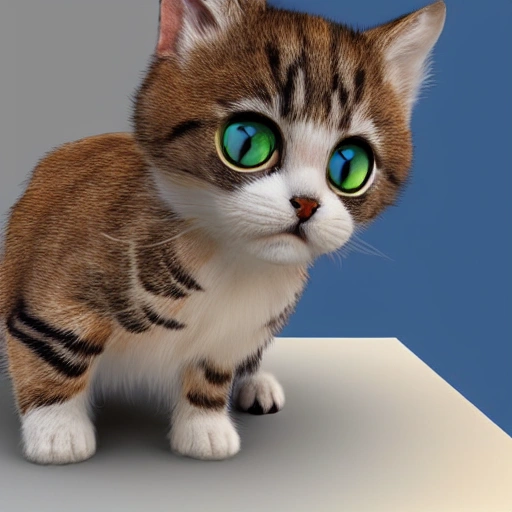 small cute cat, 3D