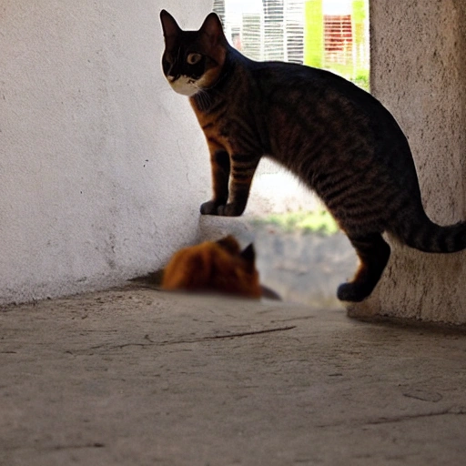 un gato mirando la tierra