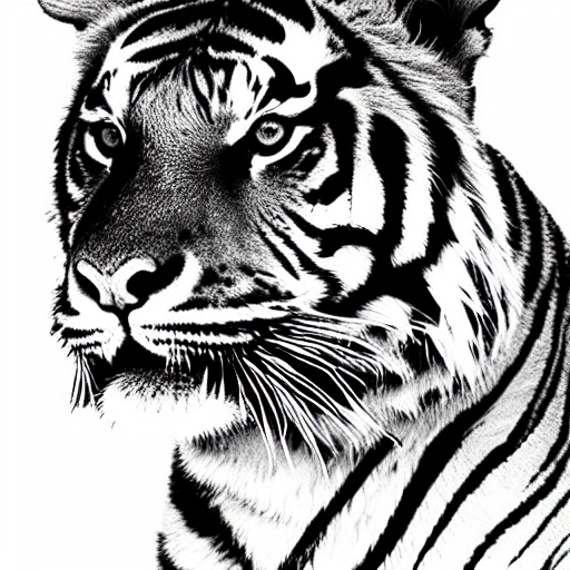 Draw a tiger with four 
 ears