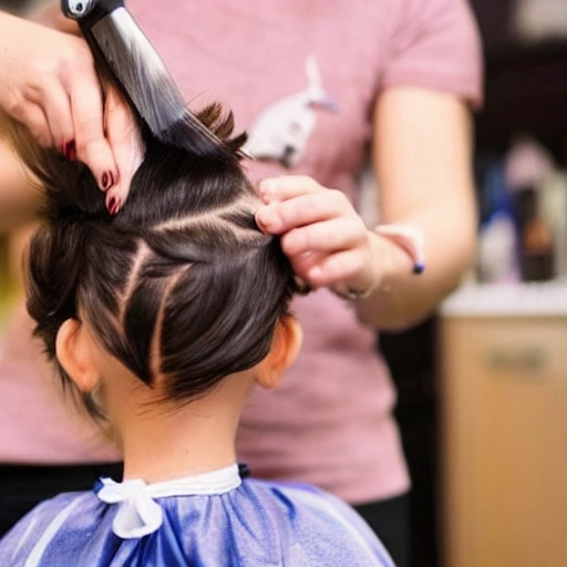 A little girl cutting her hair

