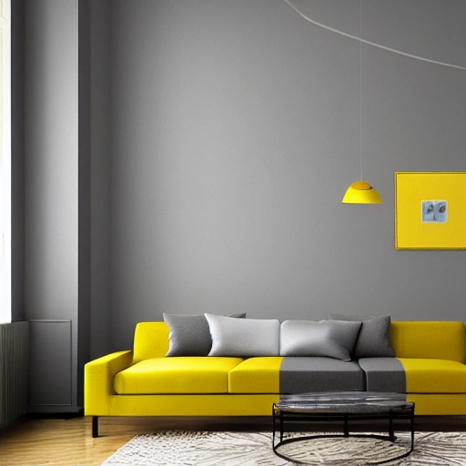 grey wall, warm atmosphere, yellow light, living room, screen partition， a screenshot by Zhang Shunzi, featured on cg society, cloisonnism, repeating pattern, 32k uhd, 8k, 3D