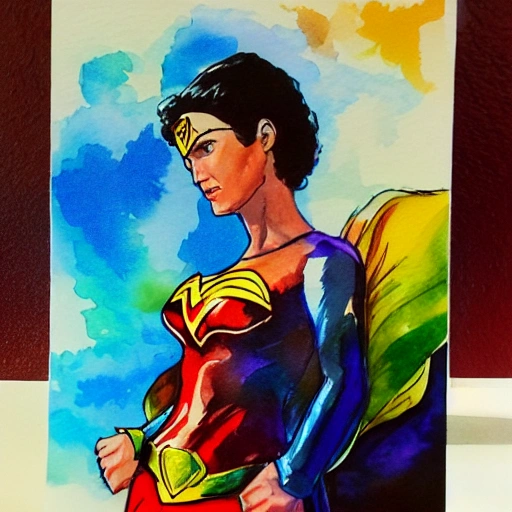 wonder women, Water Color, Oil Painting, ,3D, Oil Painting