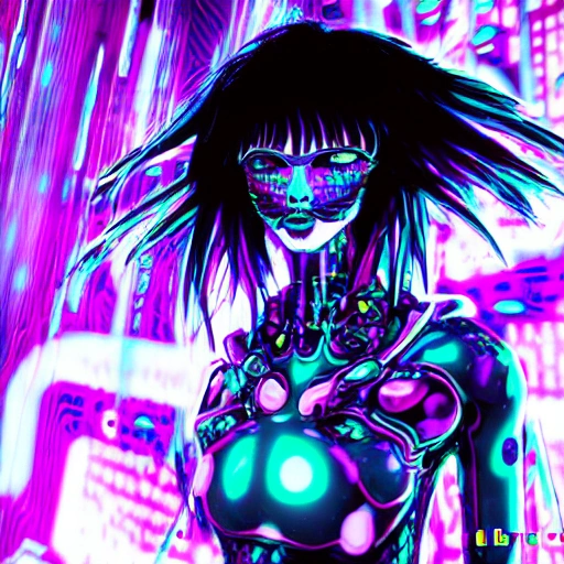 closeup exotic trippy futuristic cyberpunk Ghost in the Shell love festival --v 5 --ar 16:9