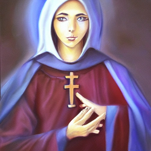 female priest,Fantasy World, Oil Painting