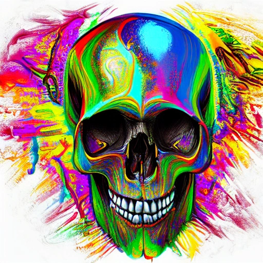 , Pencil Sketch,colorful melting ant head,a close up of a painting of a skull.smooth digital artwork, psychedelic artwork