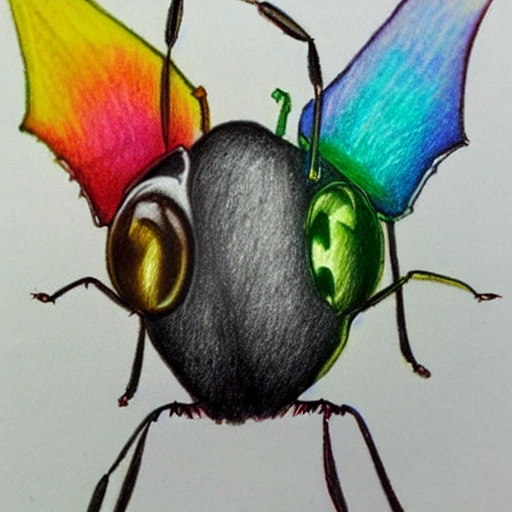 , Pencil Sketch,colorful melting ant head