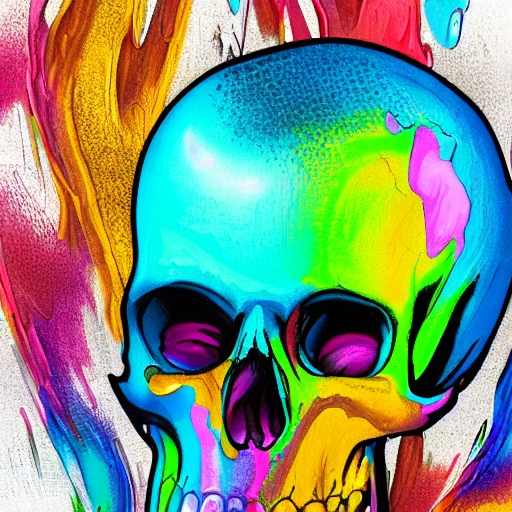 , Pencil Sketch,colorful melting ant head, Pencil Sketch,colorful melting ant head,a close up of a painting of a skull.smooth digital artwork, Oil Painting