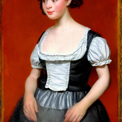 a portrait of a young French maid, 3D