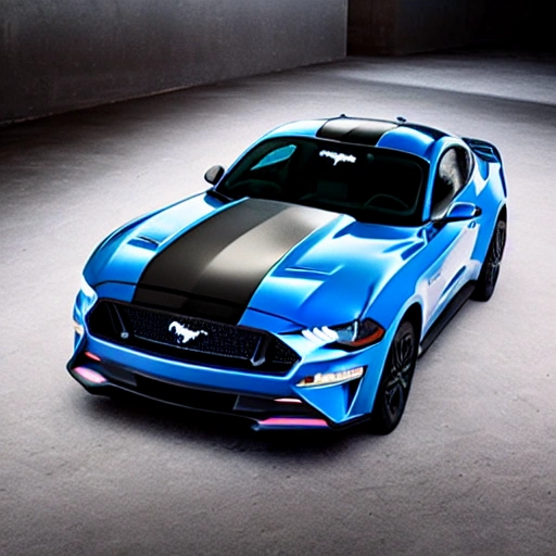 ford mustang futurista con fondo oscuro y q tengas luces de neon
, Trippy