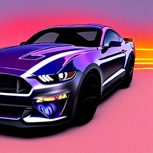 ford mustang futurista con fondo oscuro y q tengas luces de neon
, Trippy, Water Color